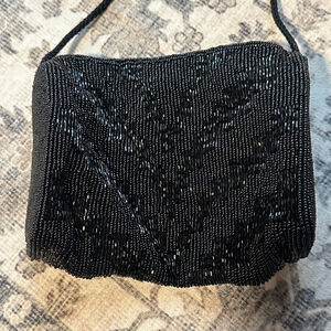 Women's Carla Marchi Black Beaded Shoulder Bag Small Holiday Clearance
